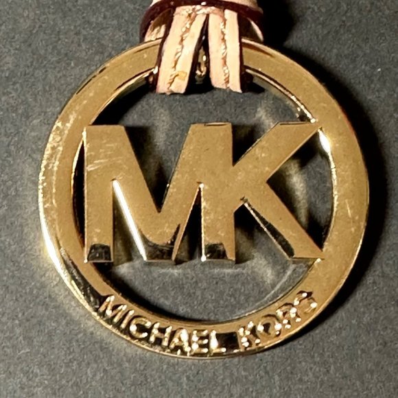 Michael Kors Gold Tone Metal Purse Charm with Leather Strap - Picture 1 of 3